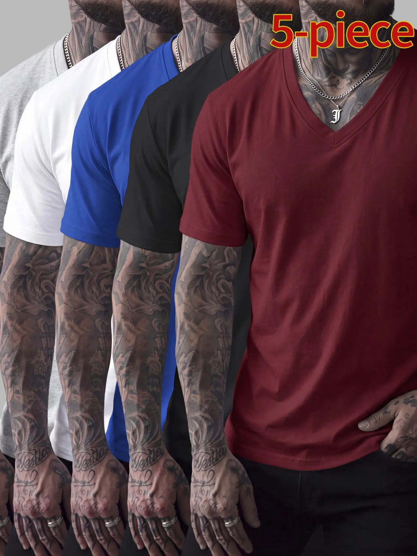 Wine red + Black + Royal blue + Camel + Gray