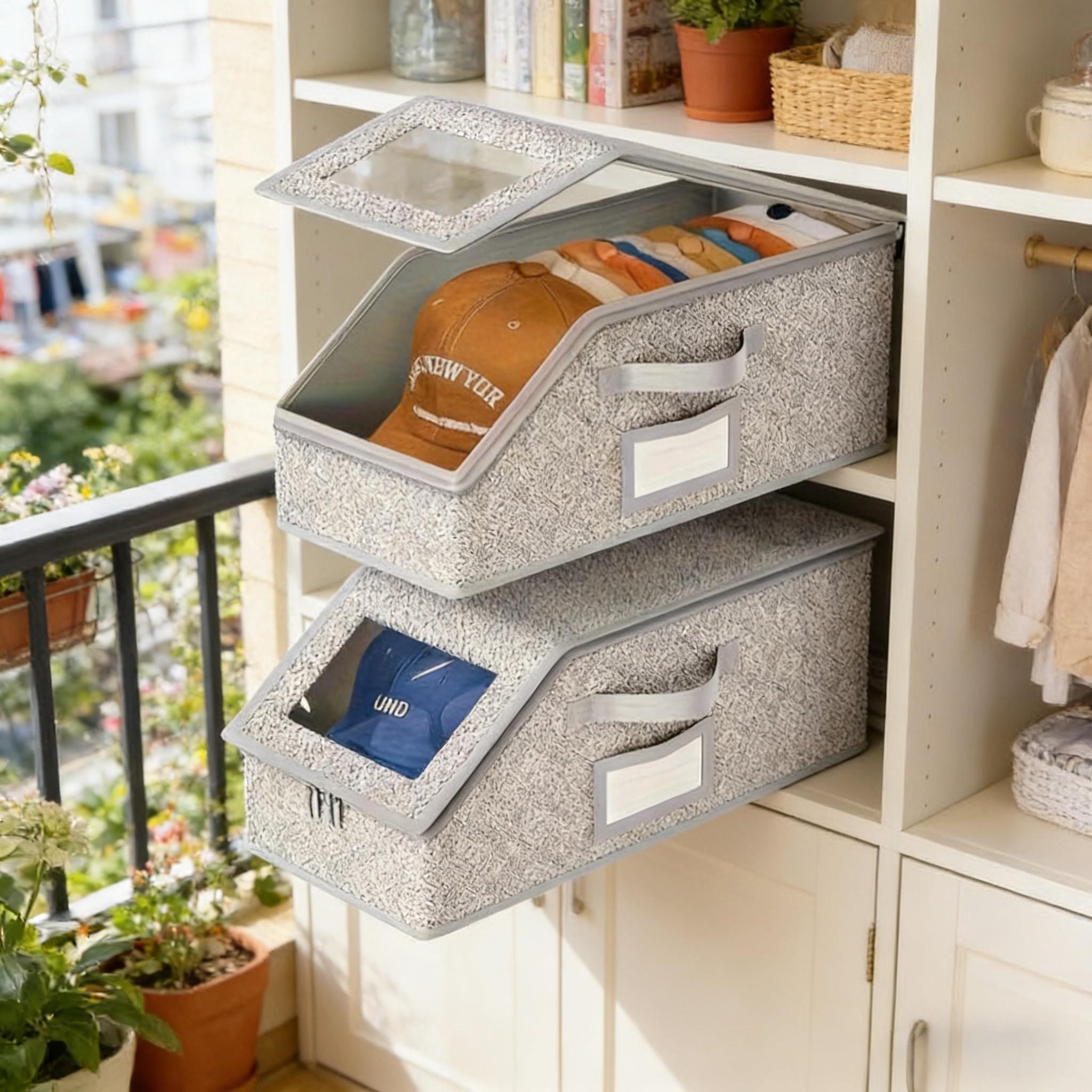 Foldable Dustproof Zipper Storage Box, Large Capacity Stackable Hat Organizer, Ideal for Closet Organization, Travel, Space Saving