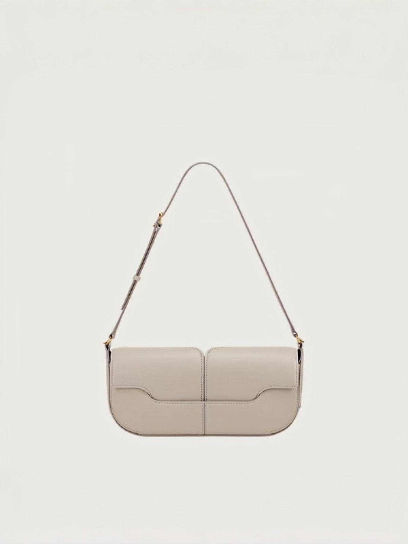 Elegant Dark Leather Crossbody Bag, French Minimalist Single Shoulder Bag, Chic Noblewoman Versatile Fanny Pack