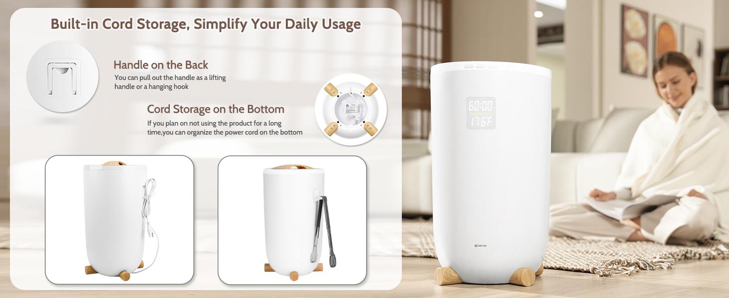 Keenray Towel Warmer for Bathroom, Luxury Towel Warmer Bucket with Timer, LED Display for Time and Temperature, Delay Time Up to 24 Hours, Child Lock, Hot Towel Heater, Gifts for Mom,Dad,Him,Her, Grey