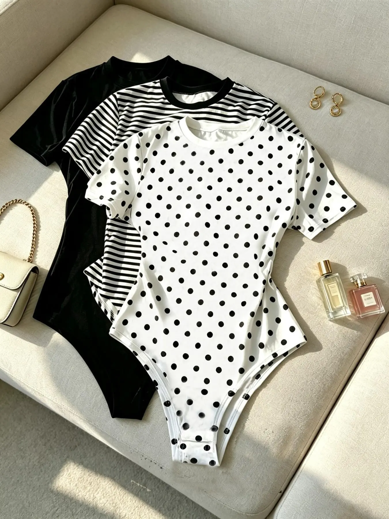 Black + Polka Dots + Stripes