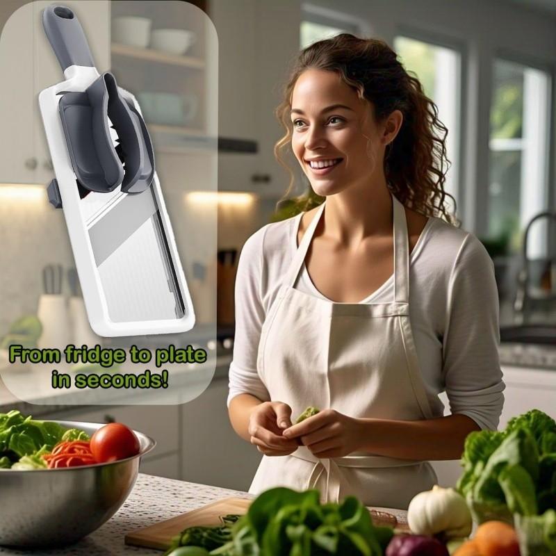 Mandoline Slicer for Kitchen, Multifunctional Handheld Mandoline Slicer, Adjustable Stainless Steel Blade Vegetable Cutter with Comfort Grip, Easy To Clean, Slicers for Fruits and Vegetables, Kitchen Gadgets, Utensils