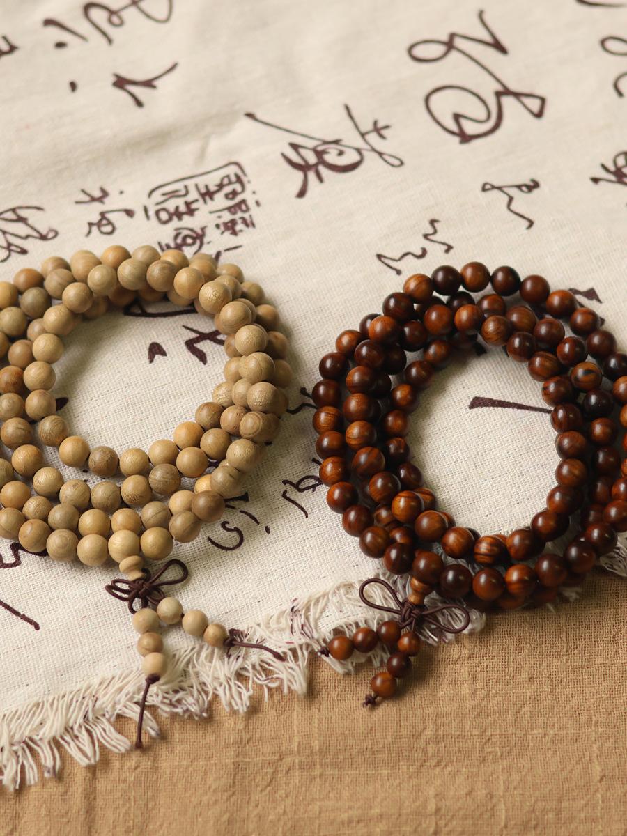 Sandalwood multi-bead stacked bracelets, new Chinese-style multi-ring wooden bracelets, Buddhist bead jewelry for meditation, odor-eliminating fragrant bracelets, collectibles