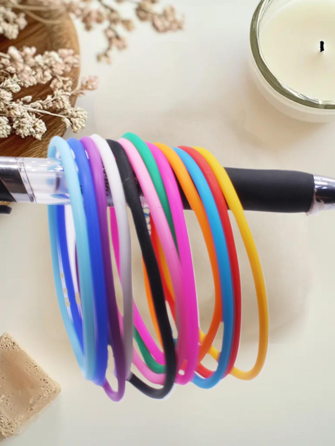 6pcs Small Round Solid Silicone Bracelets, Candy Color Versatile Fashionable Durable Elastic Wristbands, Daily Wear and Gift