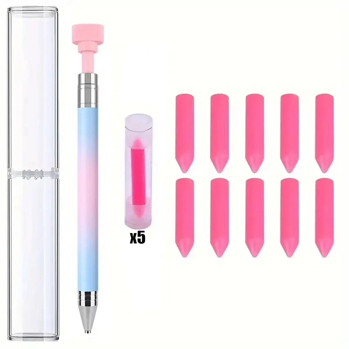 Diamond Art Painting Pen Set, 1 Count Adhesive Pen & 10pcs Replaceable Wax Tip, DIY Diamond Arts Colorful Painting Tool for Home School Office