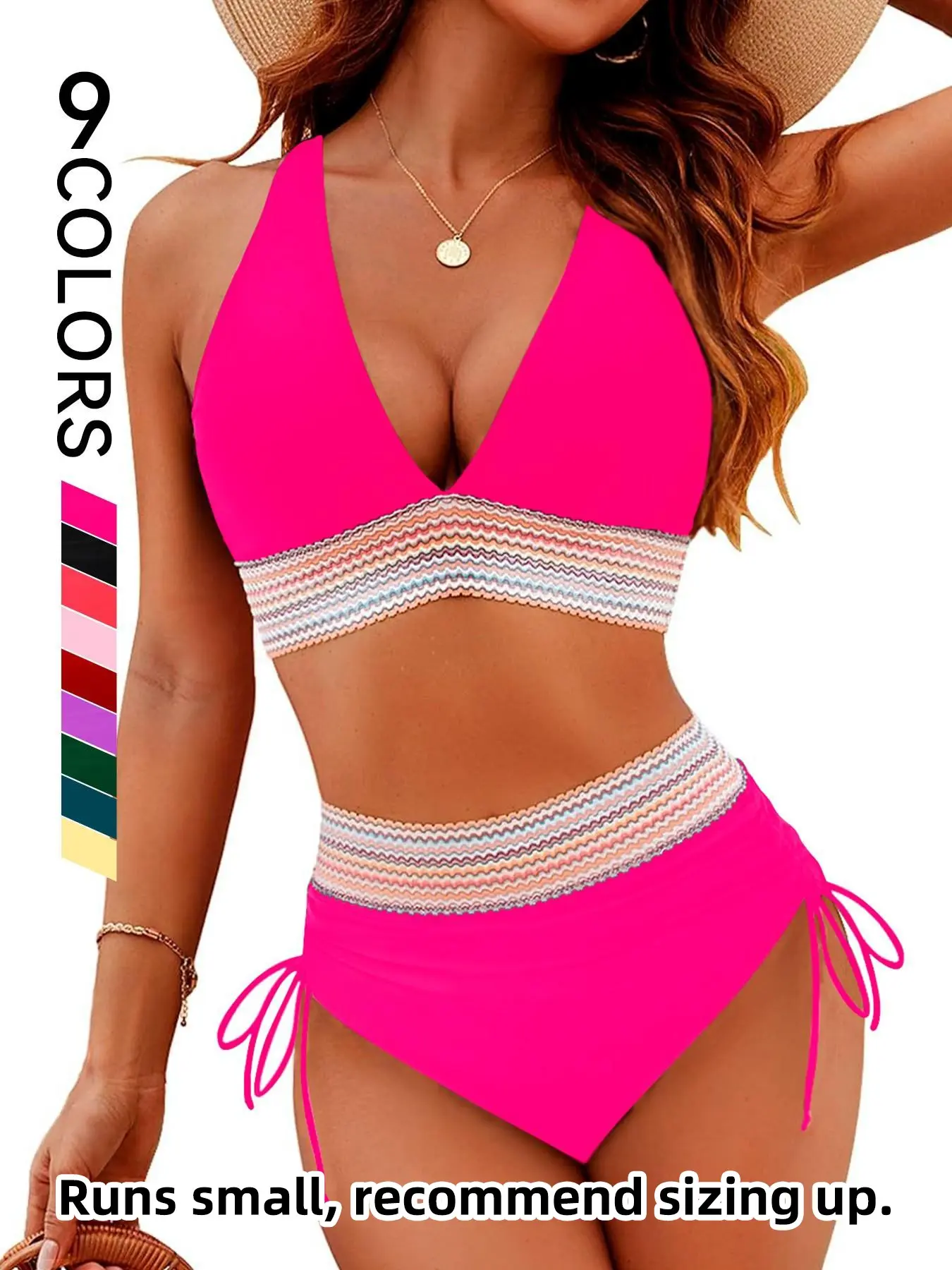 Two-piece Women's Patchwork Bikini Set, Casual Fashion Chic Swimsuit Set for Beach Vacation, Ladies Swimwear for All Seasons, Swimsuit Style Bikini, String Swimsuits, Swimwear Sets