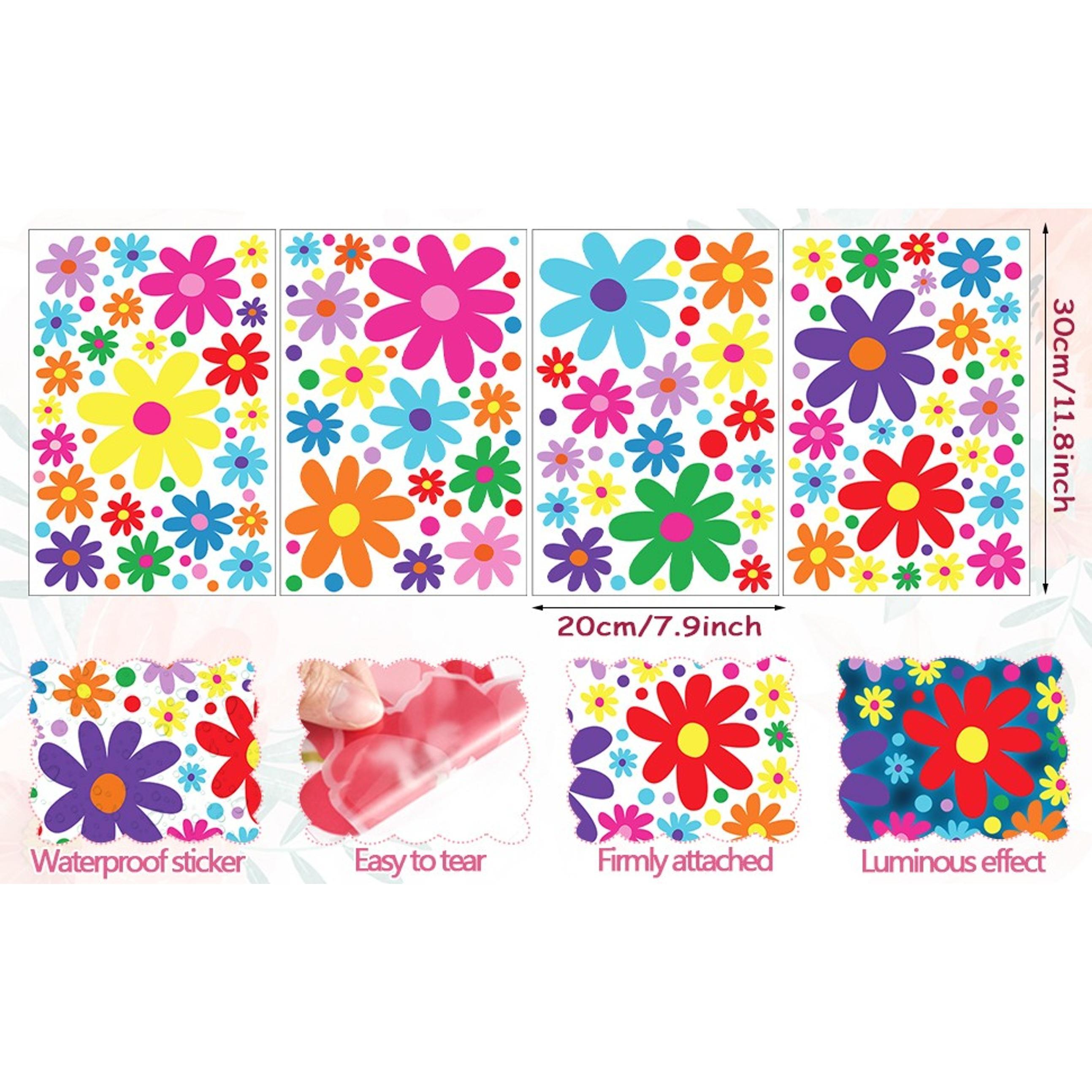 Glow in The Dark Daisy Wall Decals, Luminous Colorful Removable Self-Adhesive Boho Flower Stickers for Girls Bedroom Kids Nursery Living Room DecorGift
