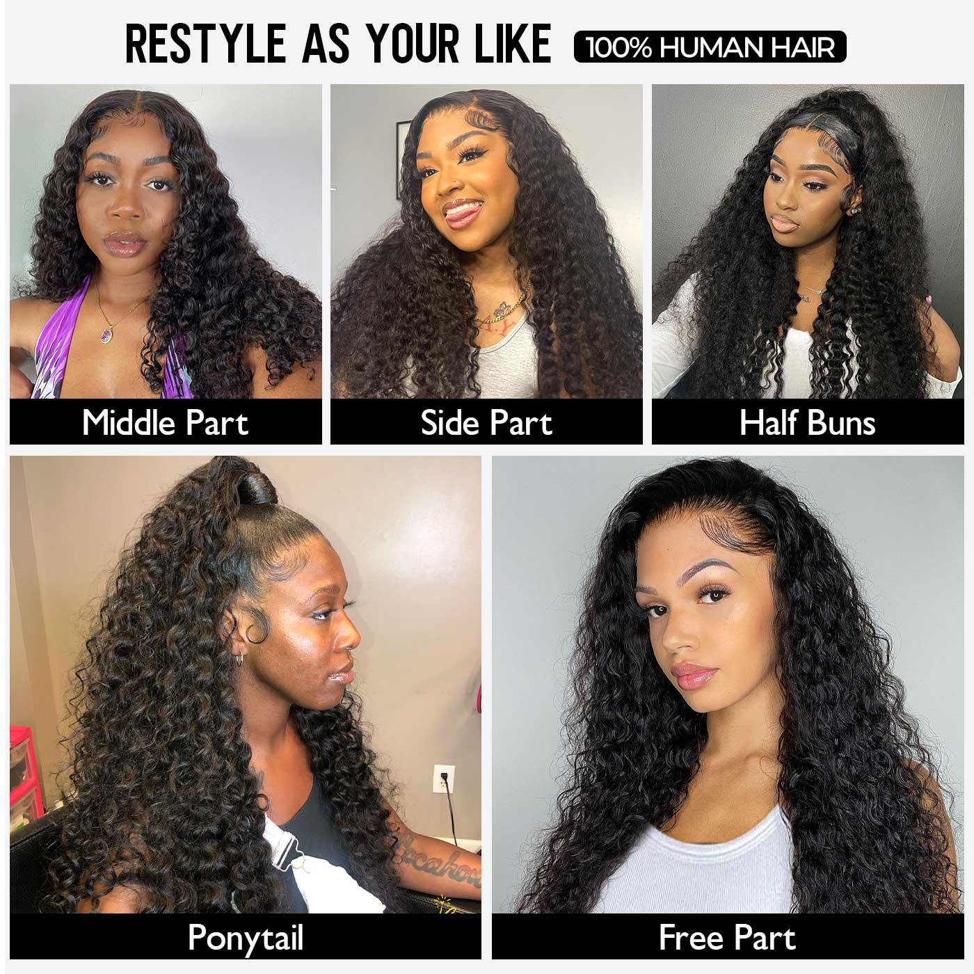 Tahikie 99J Burgundy Colored 200% Density Deep Wave 13x6 Full Frontal HD Lace Front Curly Wave FB30 Highlight /Natural Black Human Hair Wigs For Women TikTokShopBlackFriday#SummerVibes