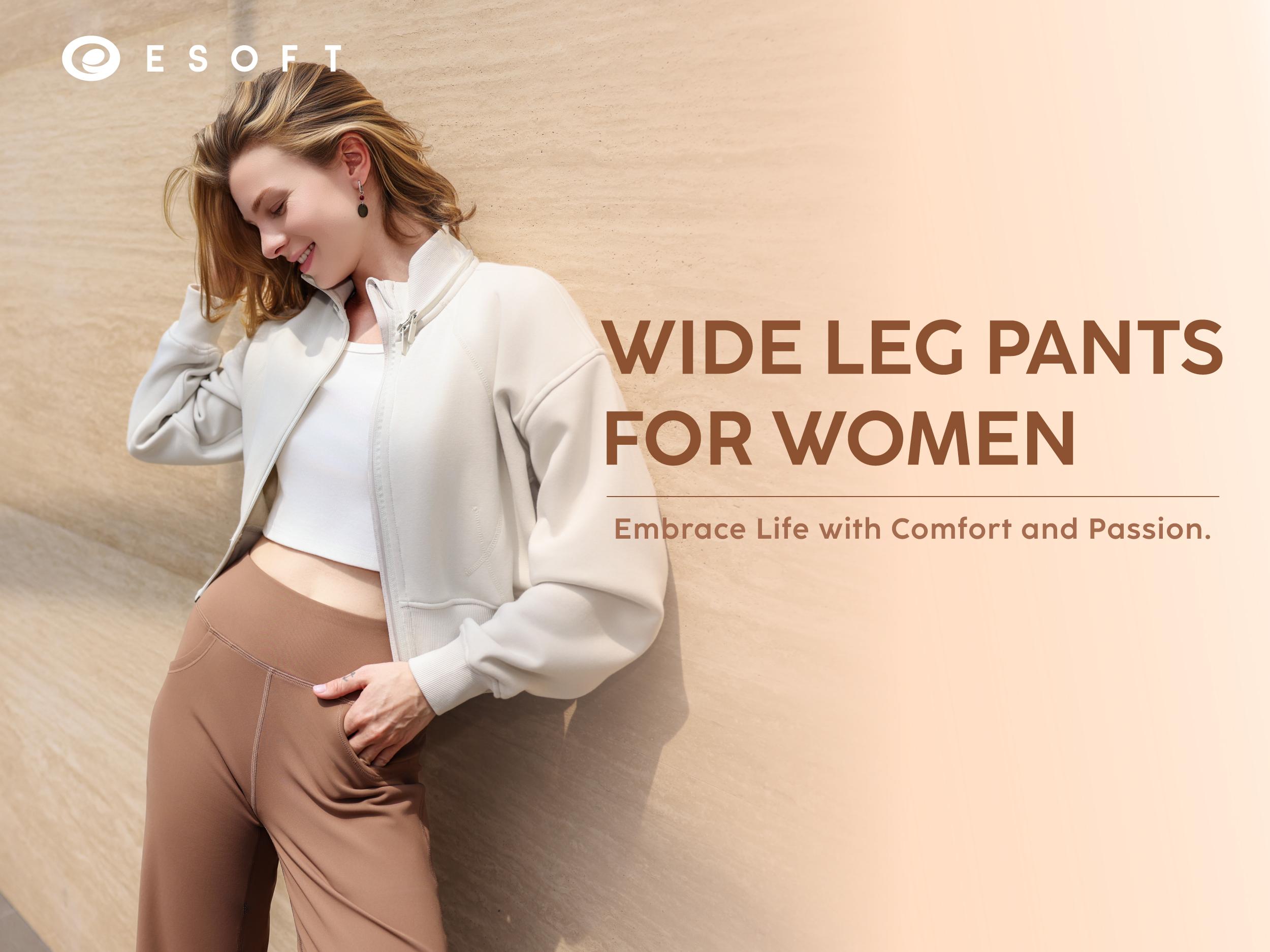 ESOFT Womens Wide Leg Yoga Pants High-Waisted Business Casual Pants with Pockets Comfortable Athletic Sweatpants SpringStatements