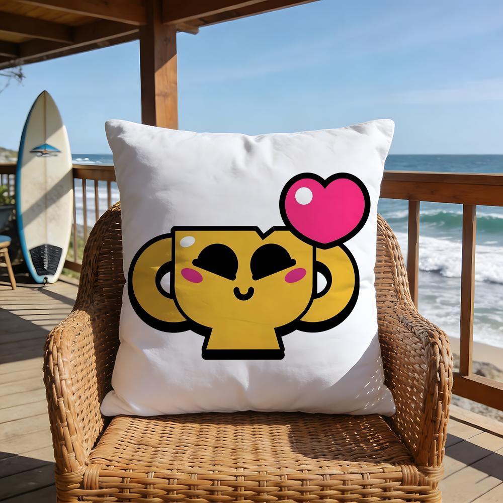 hot game Brawl Stars emoji meme Pillow Case 2026 new style printing Pillowcase Anti-dustmite Invisible zipper silky short plush Sofa cushion cover polyester microfiber queen king bed home