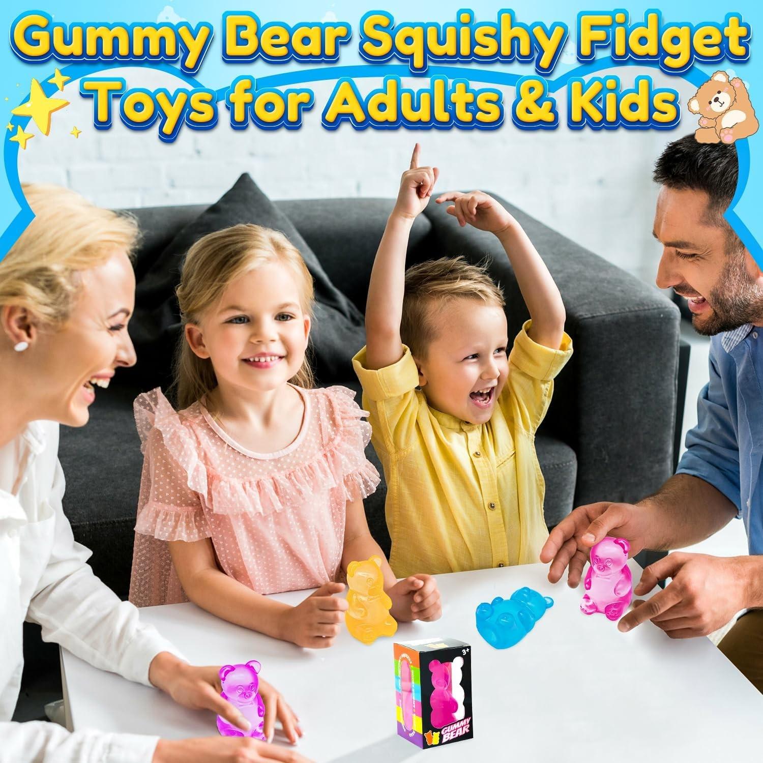 1/4 Counts Gummy Bear Sensory Fidget Toys with Jelly-Like Filling, Squeeze Stress Relief Toys, Birthday Gifts, Gift Bag Stuffers