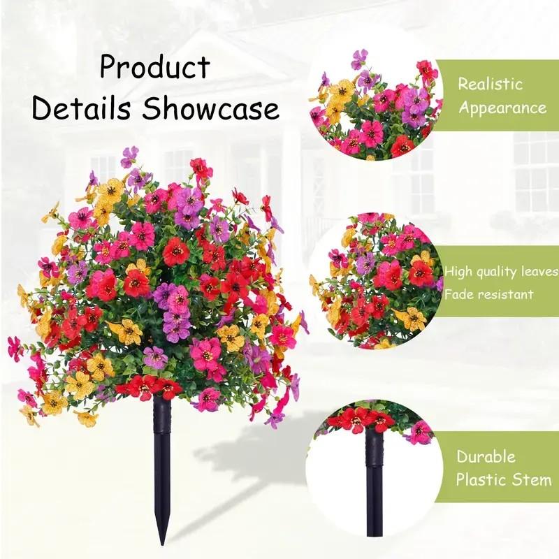 1pcs Artificial Fake Flowers for Outdoor Decor, Faux Daisy Eucalyptus Plants, UV Resistant for Planter Pot, Front Porch Garden Patio Decoration