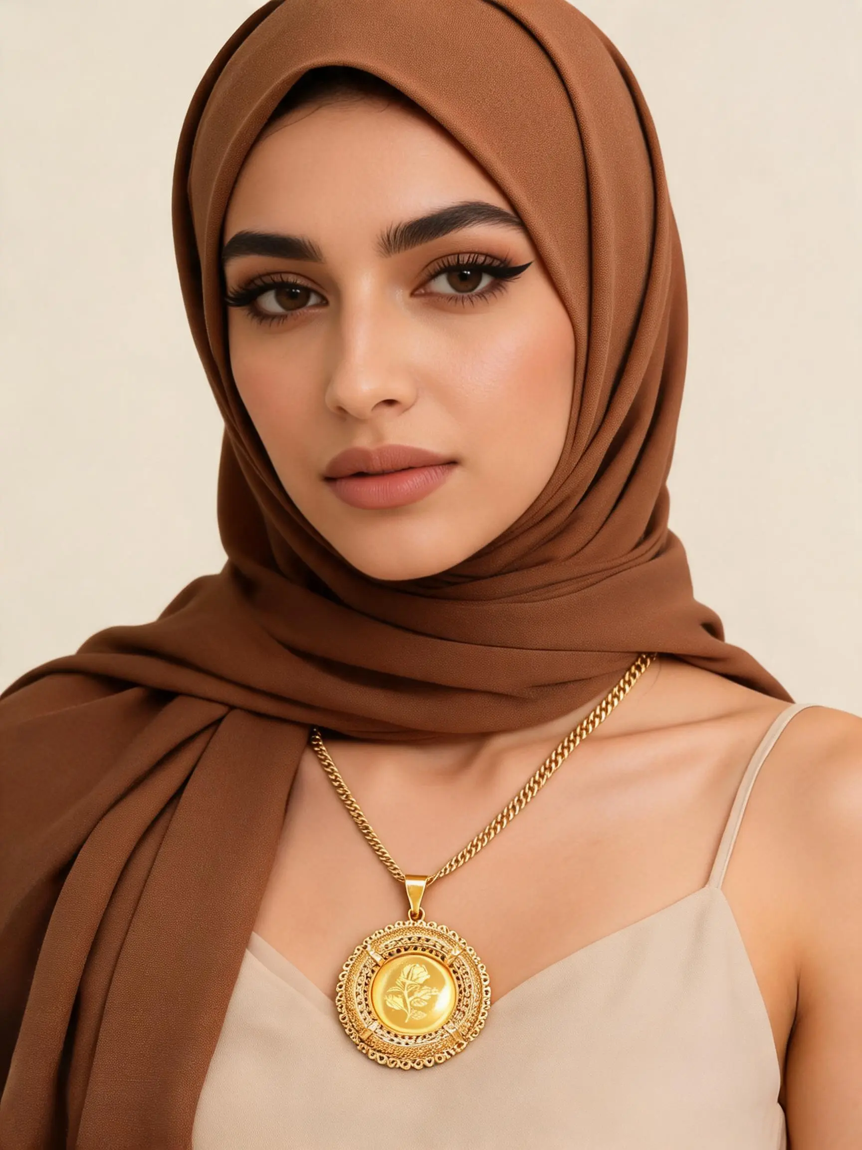 Dubai Rose Flower Fashion Large Pendant Necklace, Middle Eastern Muslim Charm Pendant Necklace, Saudi Arabia Vintage Party Jewelry