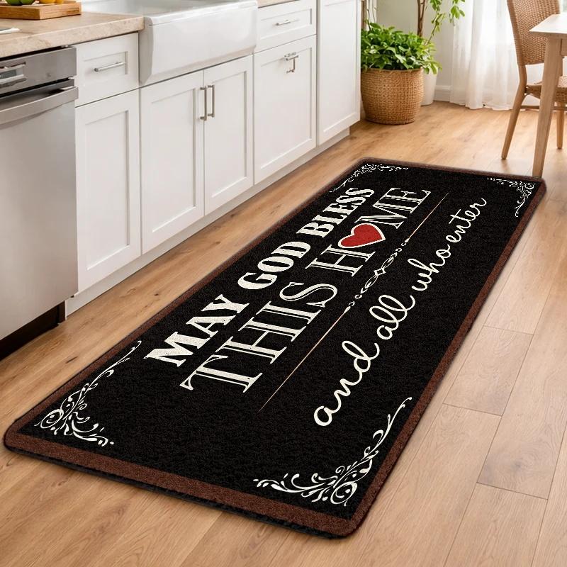 God Bless This Home Christian Inspirational Doormat Flannel Surface Non Slip Rubber Backing Durable Machine Washable Multipurpose Floor Mat Ideal For Indoor Living Room Bedroom Office Bathroom Balcony Corridor Outdoor Porch Home Decor Non-Slip Treads