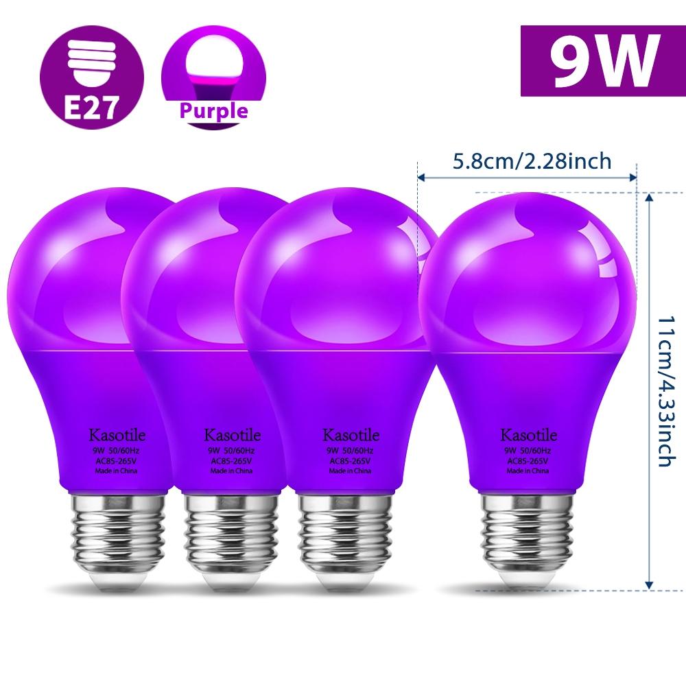 9W E26/E27 Colorful Light Bulbs 1/4 Pack, Red Blue Green Purple Orange Pink Festival Lights, Non-Dimmable Holiday Lighting for Halloween Christmas Party Decor