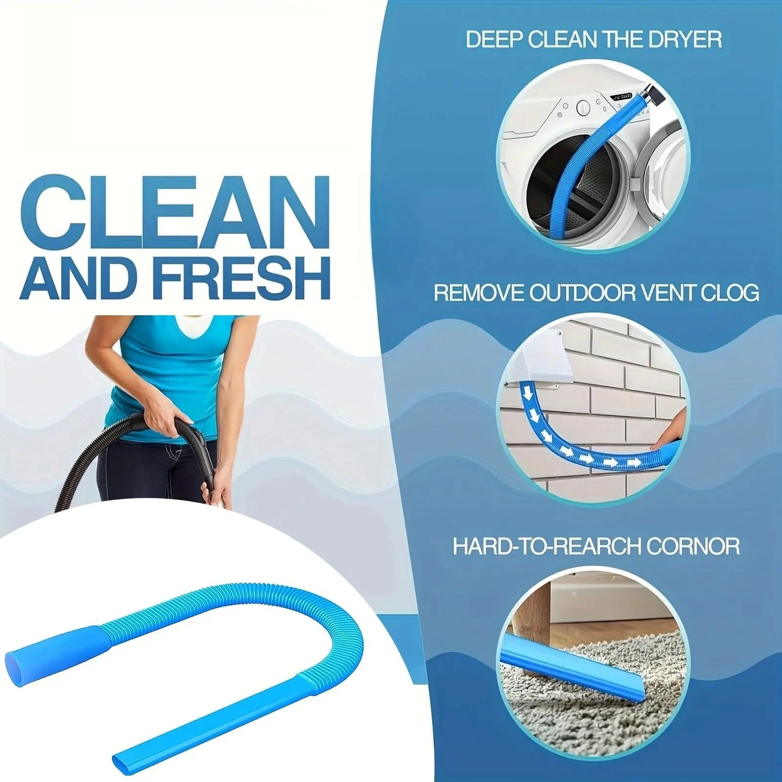 Dryer Vent Cleaning Kit with Adjustable Universal Adapter, Dryer Lint Vacuum Attachment, Blue Home Cleaning Tool, Essential Appliance Care