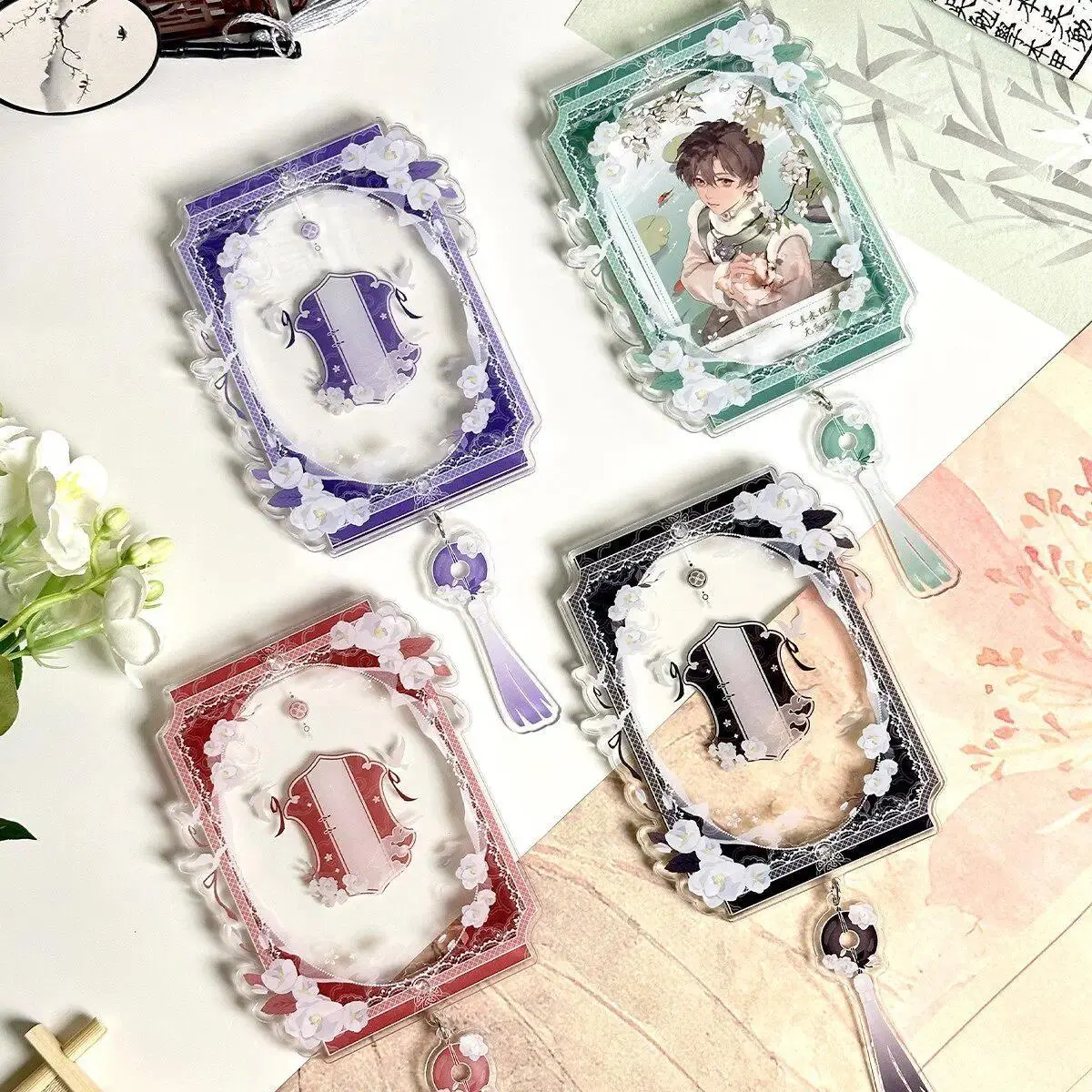 Jasmine Brocade Acrylic 3" Card Frame –Card Case for Polaroid Pictures, Small Photo Storage, Anime Goods Display & Shake Stand