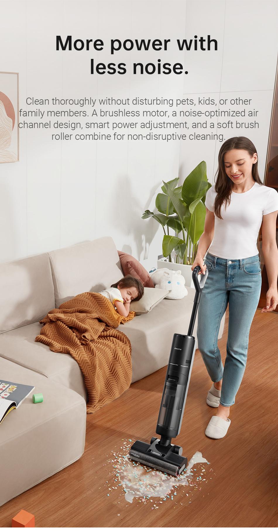 DREAME H12 PRO Series I Wet Dry Vacuum Cleaner, Smart Floor Cleaner Cordless Vacuum and Mop for Hard Floors, One-Step Edge to Edge Cleaning with Hot Air Drying Black