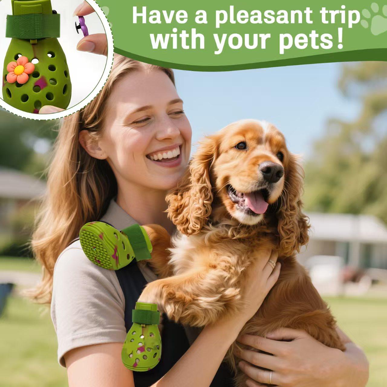 4 Pairs Fashion Pet Dog Shoes, Breathable, Anti-Slip Silicone Boots, Soft Sole, Protective Paw Coating, Suitable for Indoor/outdoor Use 4 Pairs Fashion Pet Dog Shoes, Breathable, Anti-Slip Silicone Boots, Soft Sole, Protective Paw Coating, Suitable for Indoor/outdoor Use