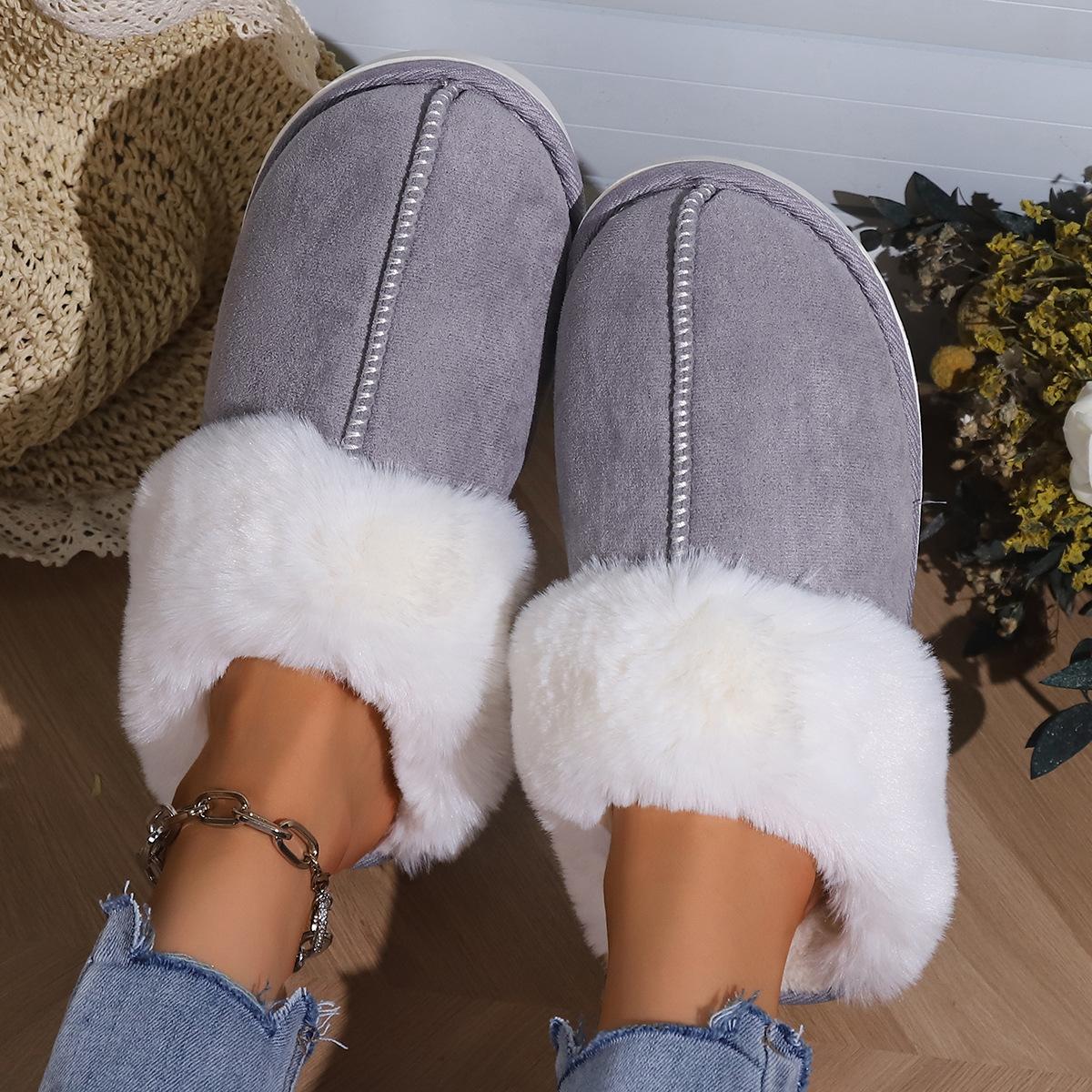 Women's Woolen Foam Fluffy Slippers, Memory Foam Fluffy Moccasin with Soft Plush Fleece Lining Slip-On for Indoor Outdoor Use