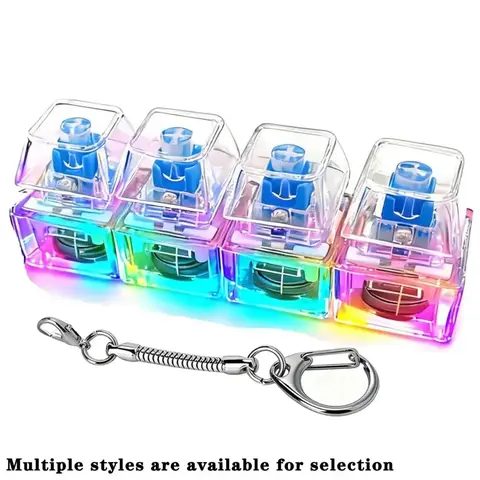 4-Key Mini Fidget Keyboard Keychain, Portable Sensory Stress Relief Toy, Cute Backpack Accessory and Gift for Kids & Adults
