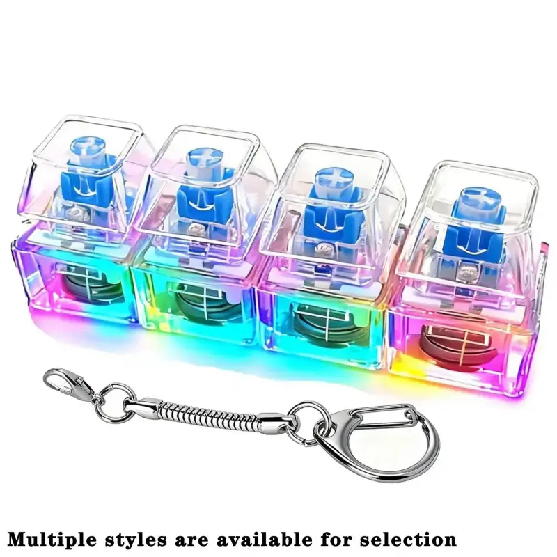 4-Key Mini Fidget Keyboard Keychain, Portable Sensory Stress Relief Toy, Cute Backpack Accessory and Gift for Kids & Adults