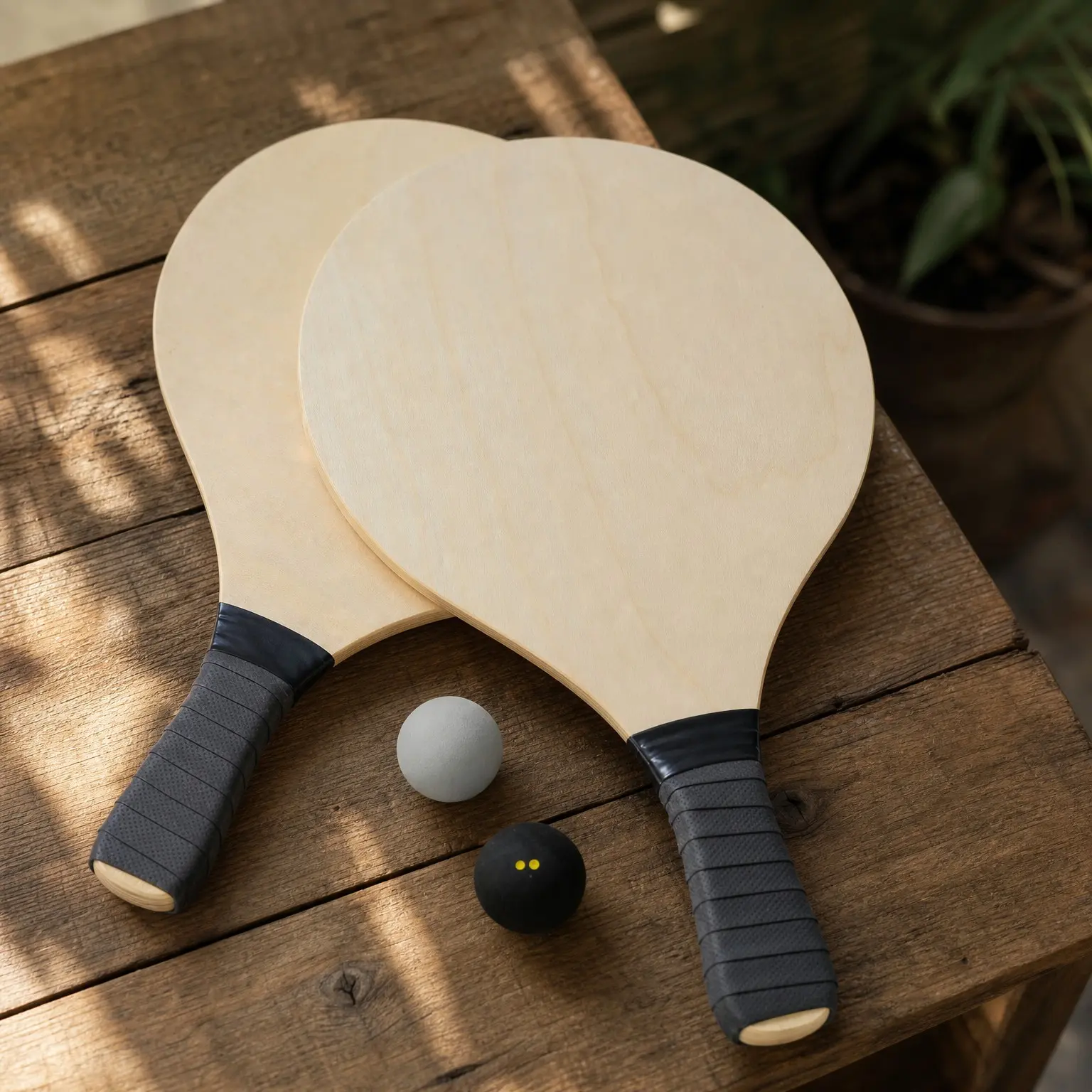 Paddle Ball Set with 2 Pro Balls, 2 Rackets and Paddle Grips, Interactive Indoor, Outdoor and Beach Game, Durable Plastic Case