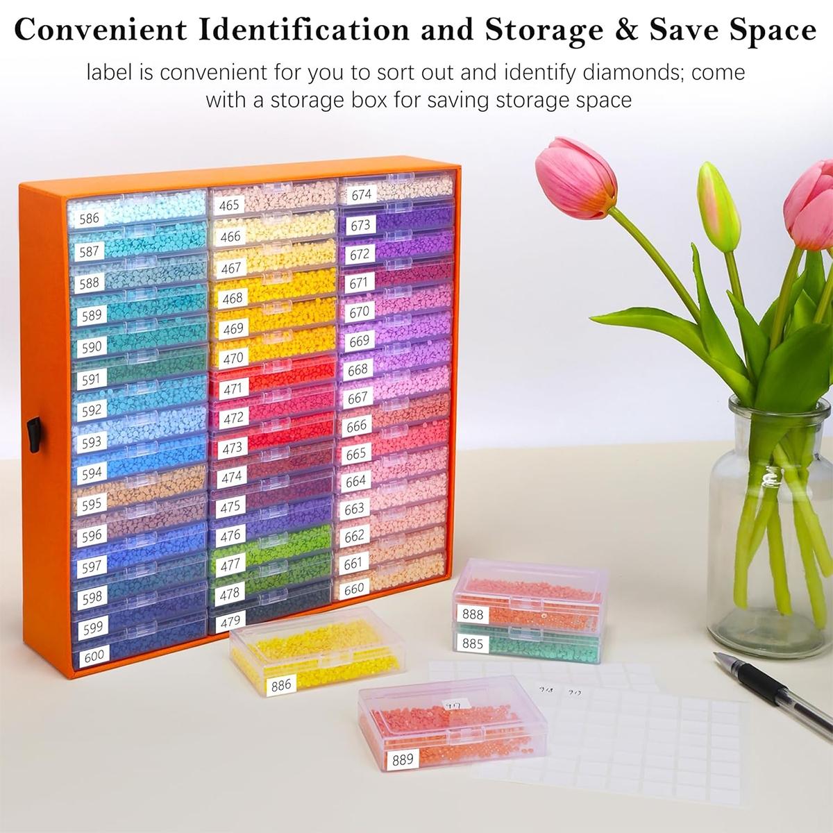 Diamond Painting Storage Containers, 15/30/45 Grid Art Organizer Tray with Lid, Bead Storage & Organization Box, Cloud Design Bottom