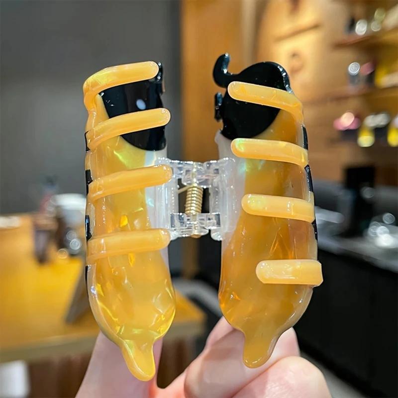 Cartoon Hair Claw For Women Cute Bee Ball Shape Shark Hair Gripper Claw Creative Acrylic Animal Hair Clip Girls Hair Accessories