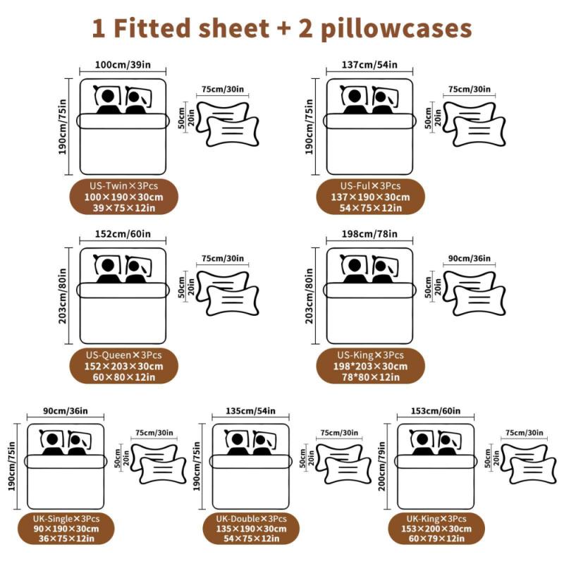3-piece set, oversized bedding sheet set, including 1 sheet and 2 pillowcases, durable and comfortable design, perfect for bedroom use, ideal gift, easy to maintain fabric