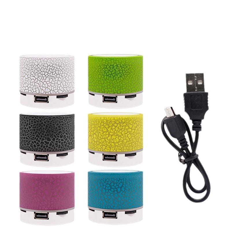 Mini crackle sound USB plug-in wireless speaker, small wireless LED light subwoofer Bluetooth speaker