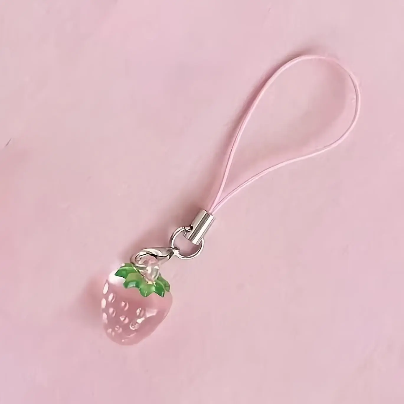 Cute Strawberry Phone Pendants - Pink or Red, Durable Acrylic Material, Perfect for Bags and Keys, Fun and Functional Accessory for Mobile Phones, Cute Phone Accessories
