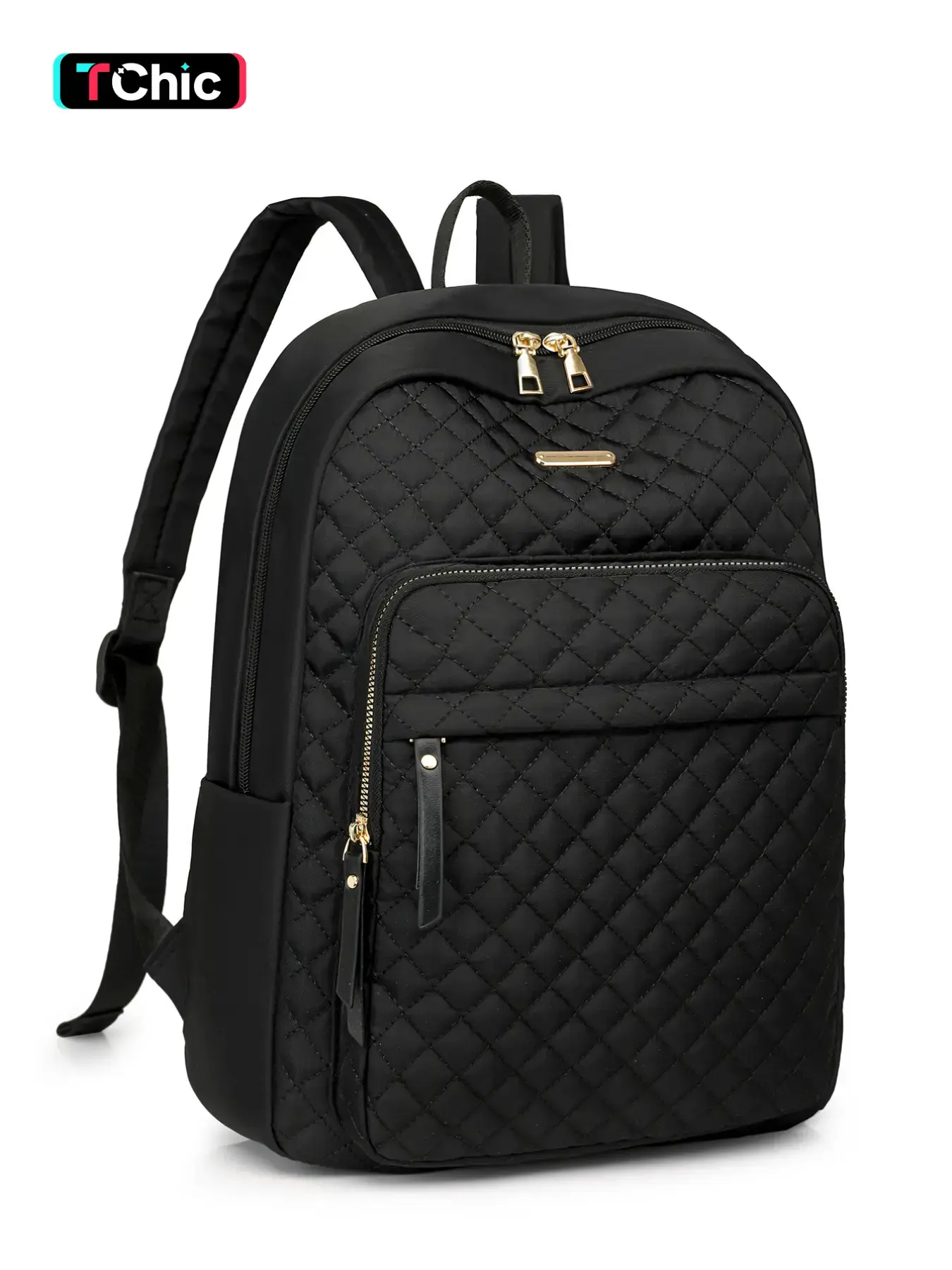 Waterproof Nylon Diamond Quilted Backpack for Women - Lightweight Multi Layered School Bag, Girly Fashion Versatile Daypack for Teen Girls College Students, Casual Lightweight Backpack
