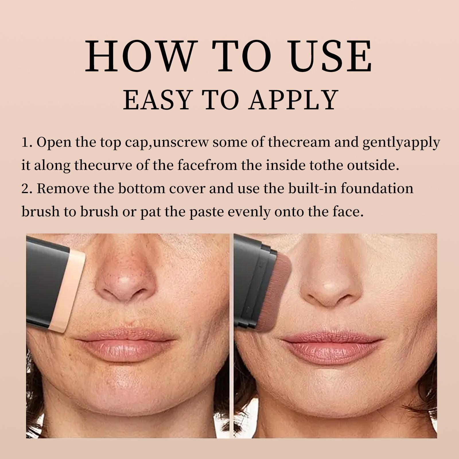 Foundation Concealer Stick, Dual-Ended with Built-in Brush, Moisturizing & Lightweight.Easily blendable for a smooth, natural look, perfect for daily use or quick touch-ups. Longwear Instant Retouch Concealer Double-Ended Foundation Brush