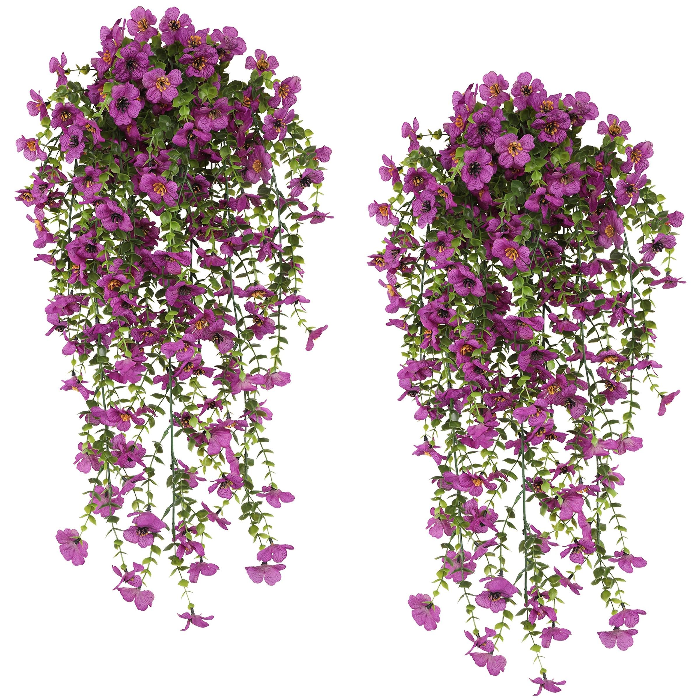 6pcs of Artificial Flowers Hanging Flowers Plastic Floral Plant for Outdoor Artificial Plants Spring And Summer Decoration, Artificial Flower Decorations, Colorful Violet Fake Daisy Realistic Outdoor Flowers Porch Courtyard Decoration Home Decoration