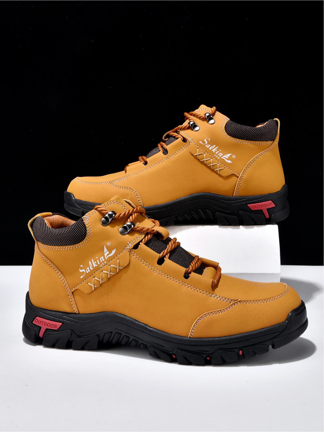 Men's High-Top Outdoor Hiking Boots, Non-Slip Wear-Resistant Work Boots, Lightweight Casual Trekking Shoes