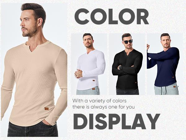 JMIERR Men's Plain Casual Muscle Shirts for Men Slim Fitted T Shirt V-Neck Longline Ribbed Tees Shirts Long Sleeve Gym Workout Athletic Menswear Tops,Men's clothing for Daily Wear,Fashion Outfits 2026