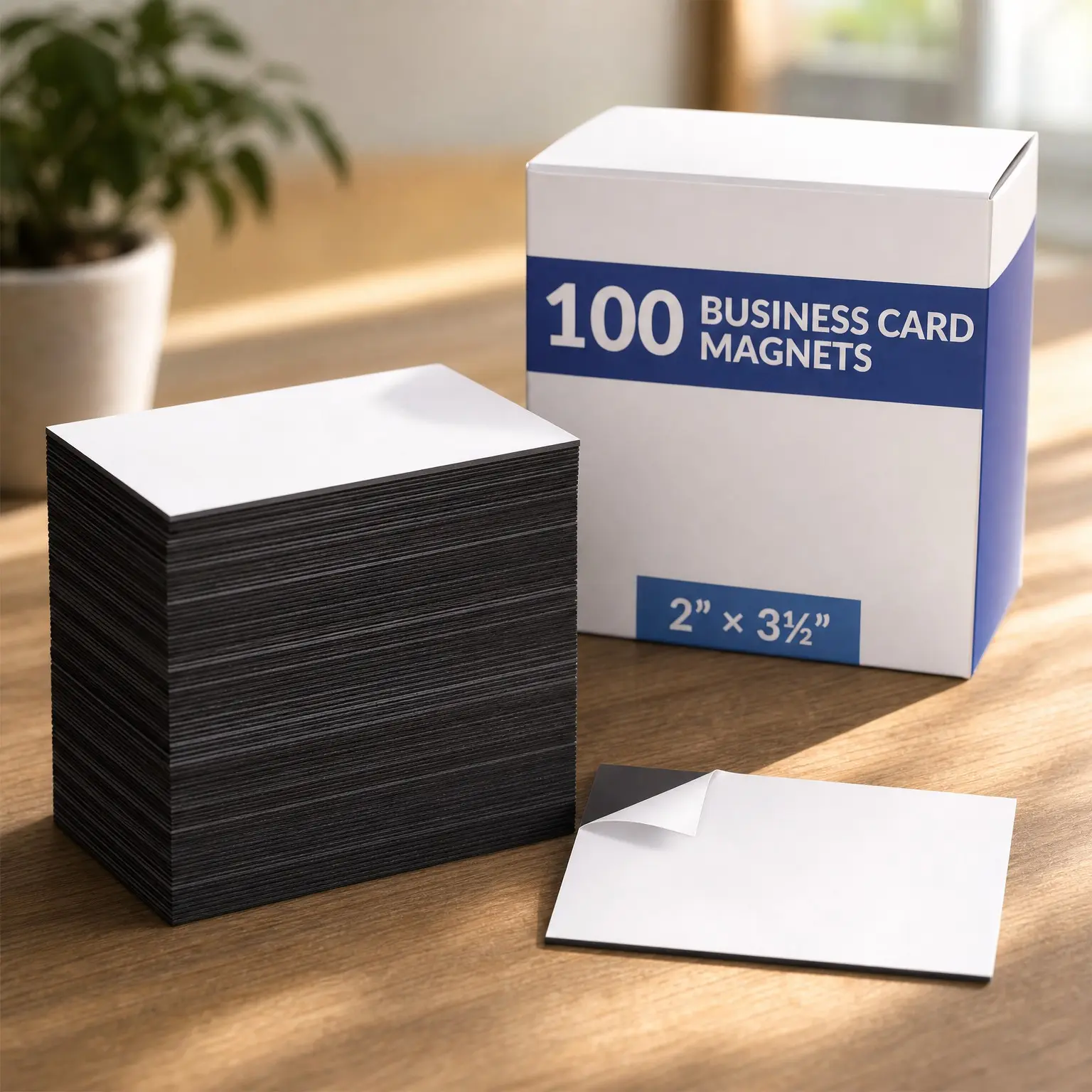 Business Card Magnets Pack of 100 – Customizable Peel and Stick Adhesive Magnets for Personalized Magnetic Business Cards, Promotional Items - Essential Supplies for Large, Mid & Small Businesses