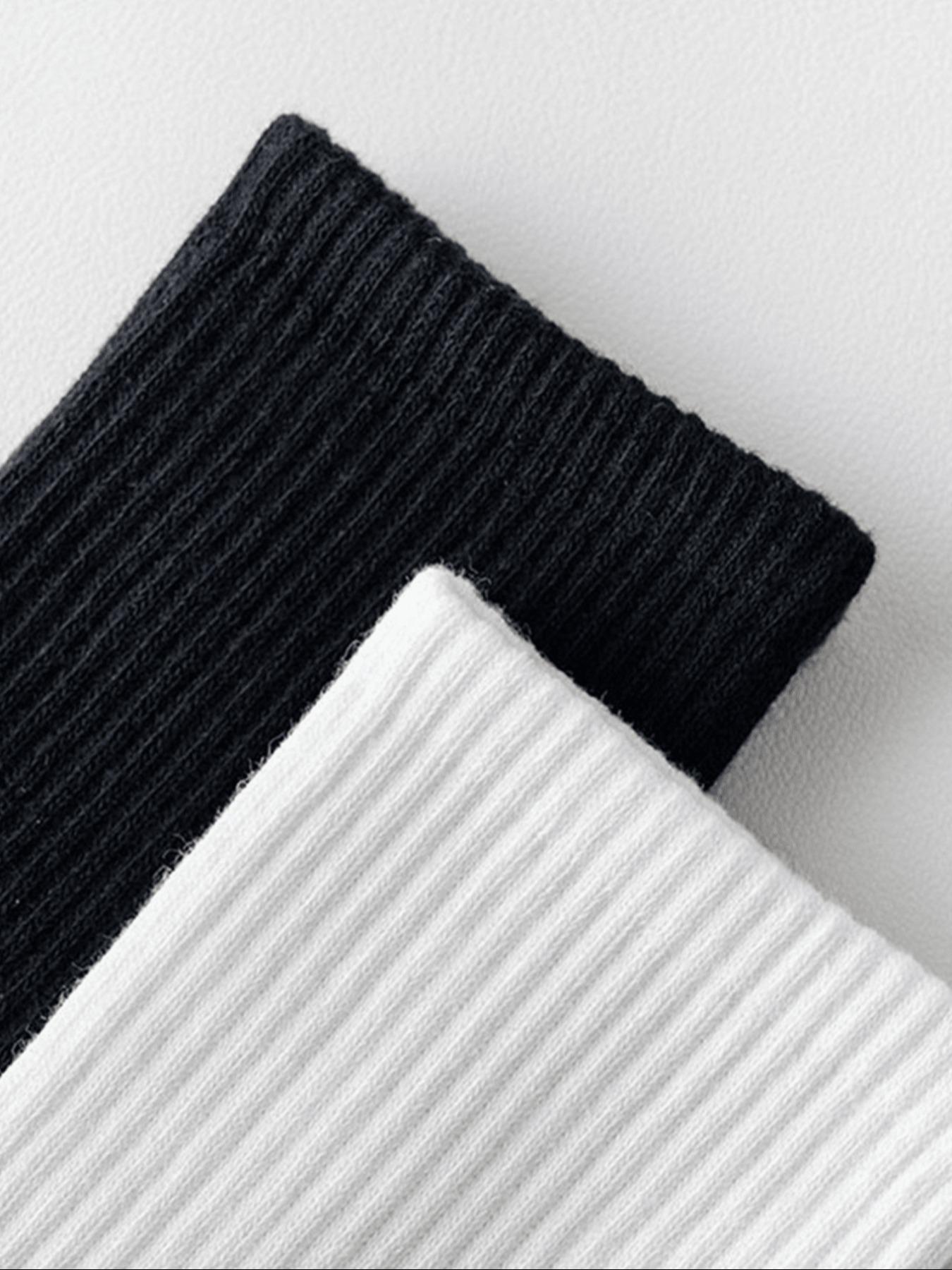 Men's High-Waisted Breathable Mid-Calf Sports Socks, Athletic Socks, Plain Casual Fitted Socks for All Seasons, 5/10 Pairs