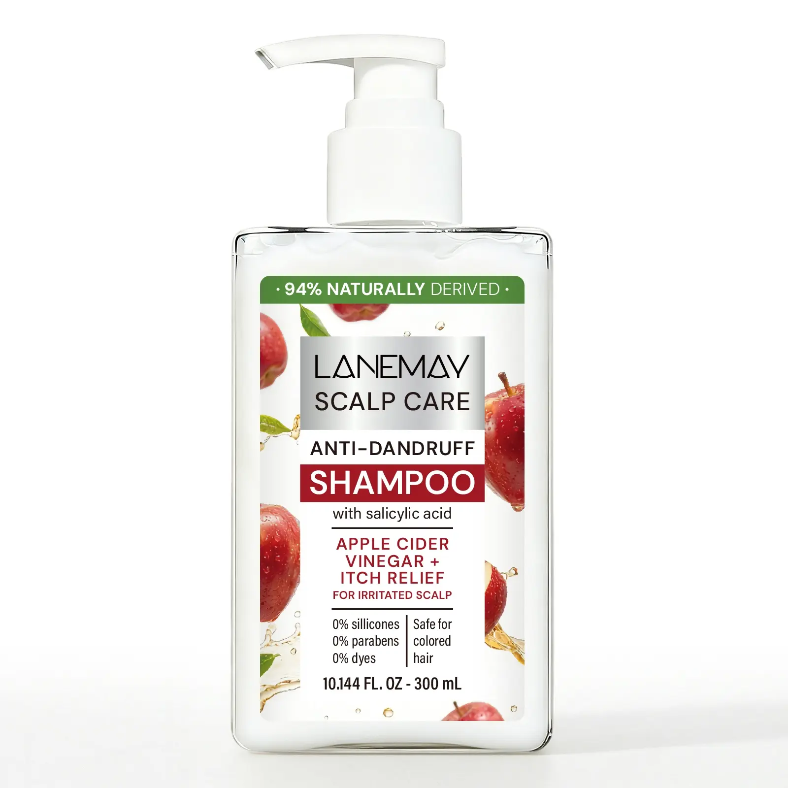 300ml Refreshing Shampoo with Salicylic Acid, Apple Cider Vinegar, Tea Tree Oil, Glycerol - Oil Control, Helps Reduce Scalp Oil Buildup, Enhances Hair Shine, Soothes Scalp - For Oily & Uncomfortable Scalp, Daily Shampoo Care