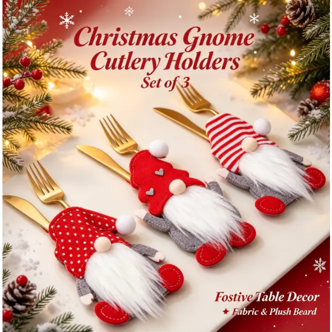 1/3/4/6PCS Christmas Gnome Silverware Holders, 3D Faceless Doll Utensil Pouches for Forks & Knives, Festive Dining Table Decor for Holiday Dinners & Parties