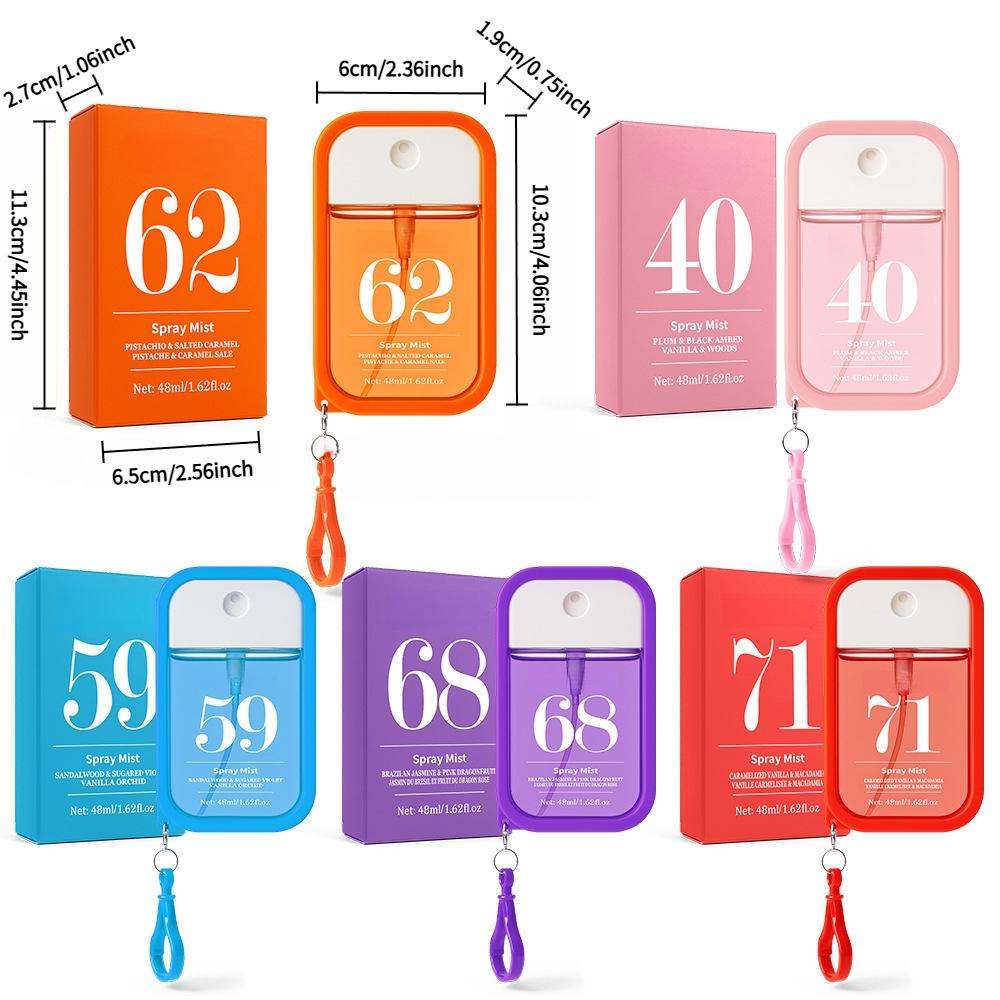 Portable Digital Fragrance Spray 48 ml, Pocket Perfume with Hook in 5 Scents, Long-Lasting Fine Atomization, Portable Daily Fragrance, Floral Spray Perfume, Portable Size, Fine Mist Spray, Variety of Scents