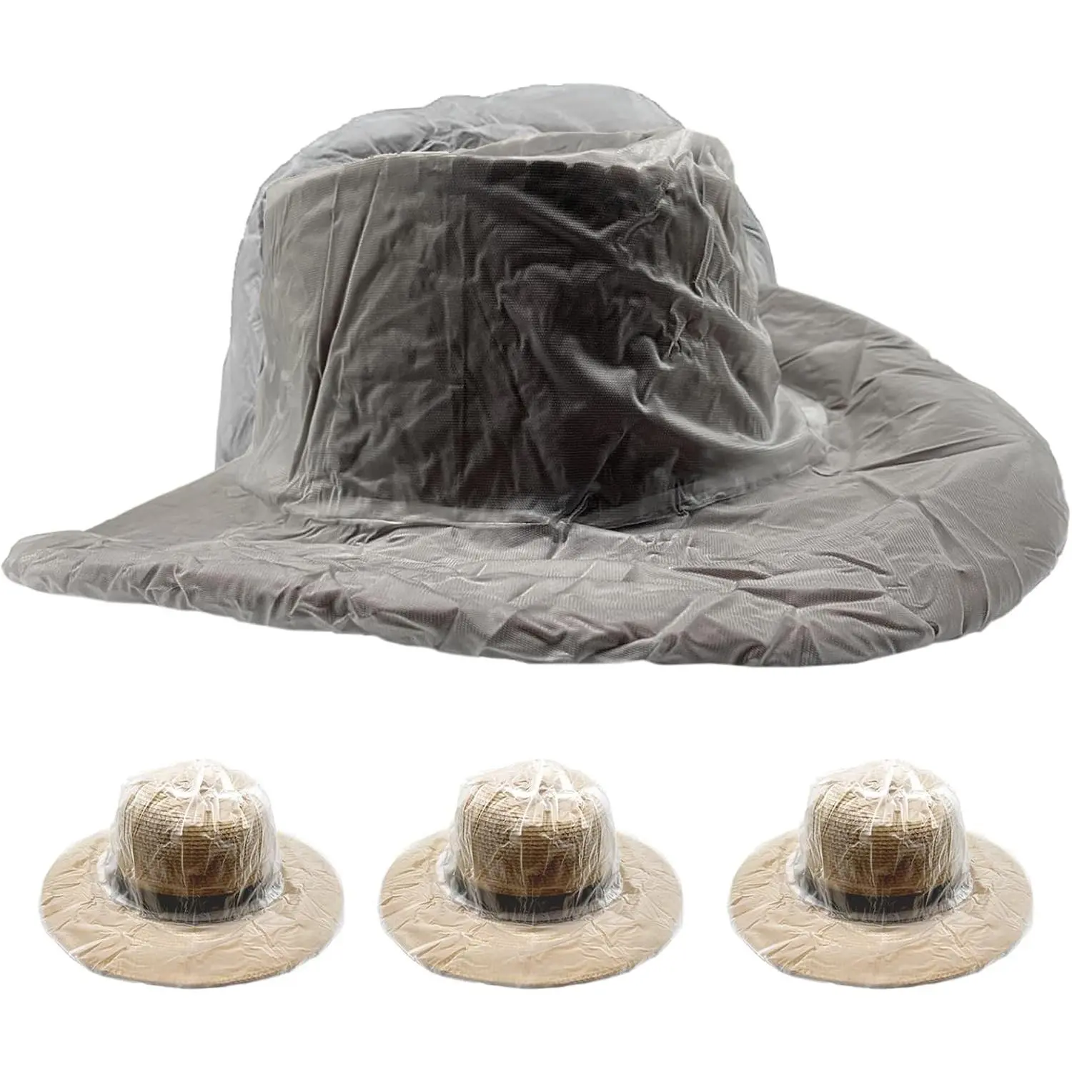 4 Pack Cowboy Hat Rain Cover Plastic Hat Protectors for Men's Rain Hat Storage