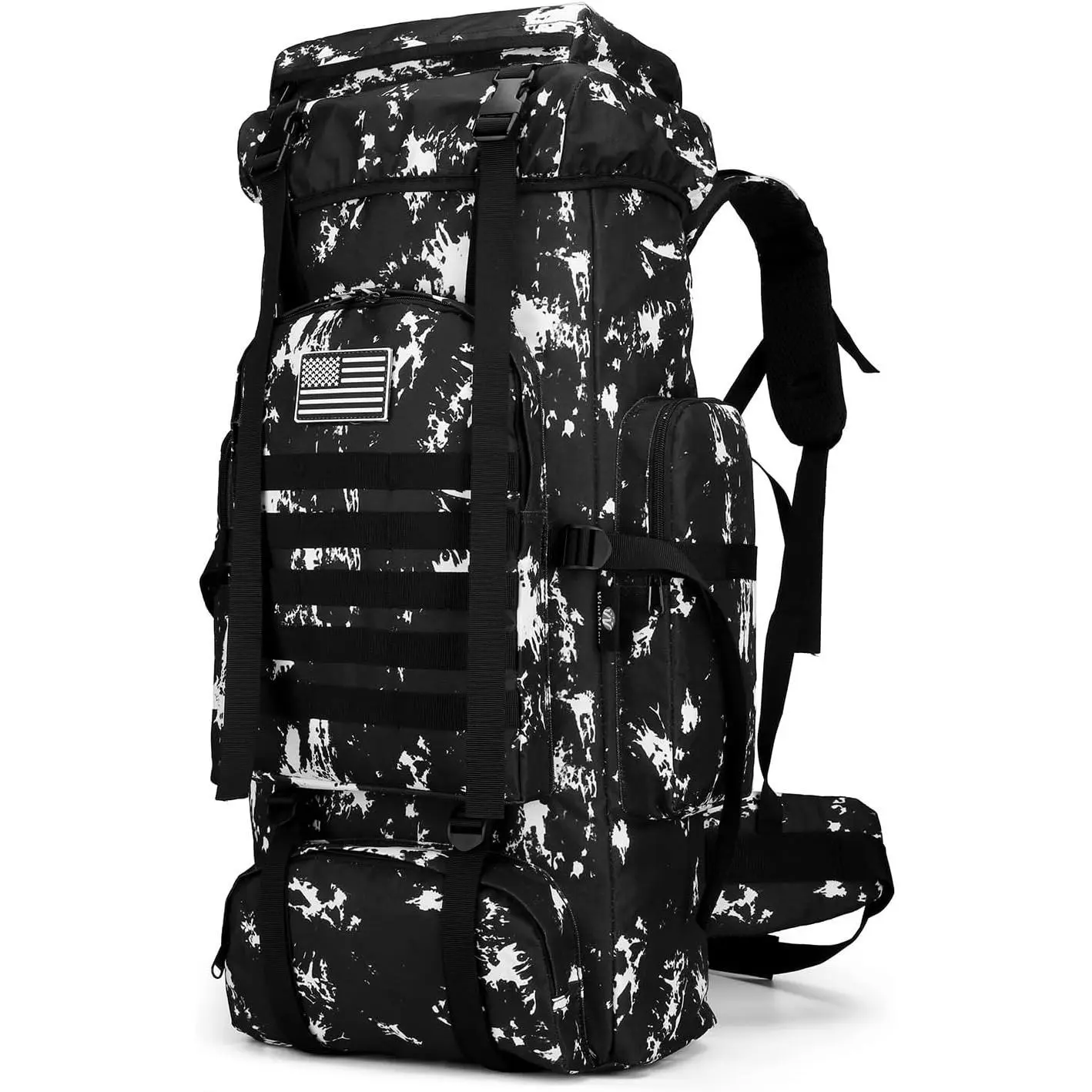 Unisex 70L-100L Expandable Hiking Tactical Backpack - 900D Oxford MOLLE Military Rucksack, Belted Adjustable Straps, Waterproof Liner, Disperse Weight Design, Top Quick-Access Pocket, 3 Pockets, All Seasons, High-Capacity for Camping
