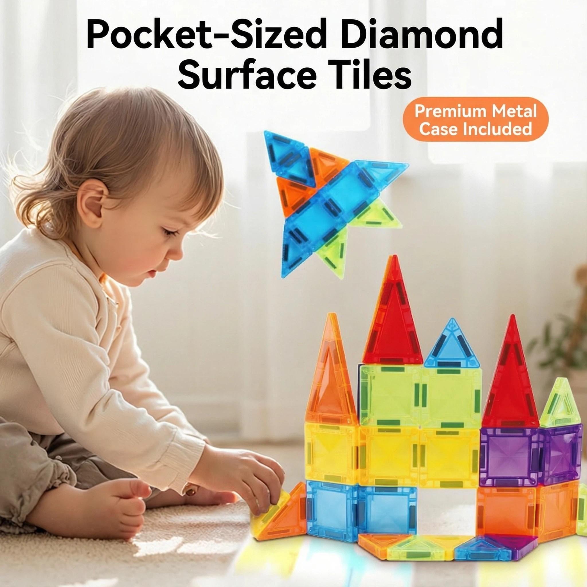 Classic Magnetic Building Blocks Set, Creative Assembly Toy for Kids, Includes Storage Box, Perfect Gift for Holidays and Birthdays