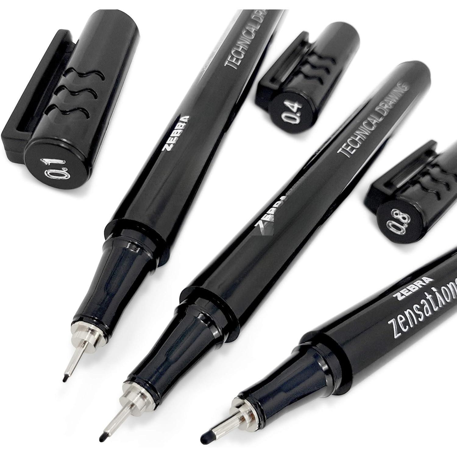 Zensations Technical Drawing Fineliner Pens – Full Set of 6 Grades – Black Ink