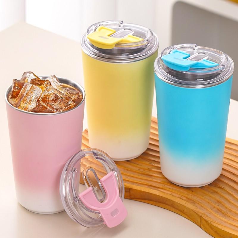 304 Stainless Steel Coffee Cup with Straw, American Cold Hot Water Cup, Office Mug, Car Portable Travel Cup, Mkb20260407
