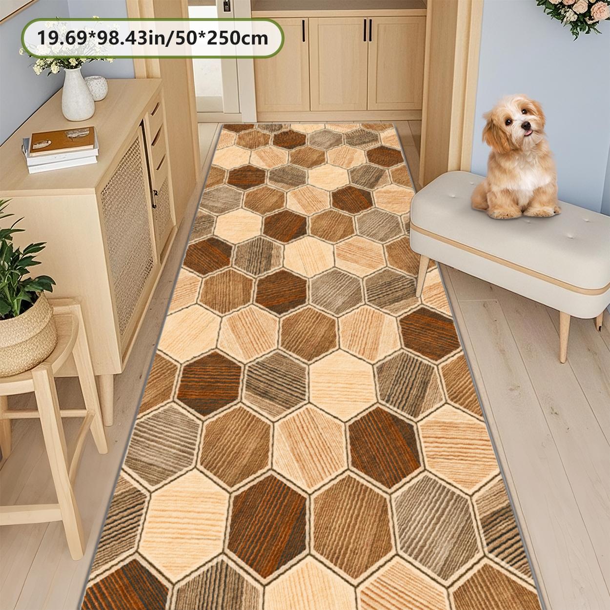 Velvet Soft Striped Rug, Modern Print Long Runner Carpet, Living Room Corridor Bedroom Mat, Multiple Sizes Available