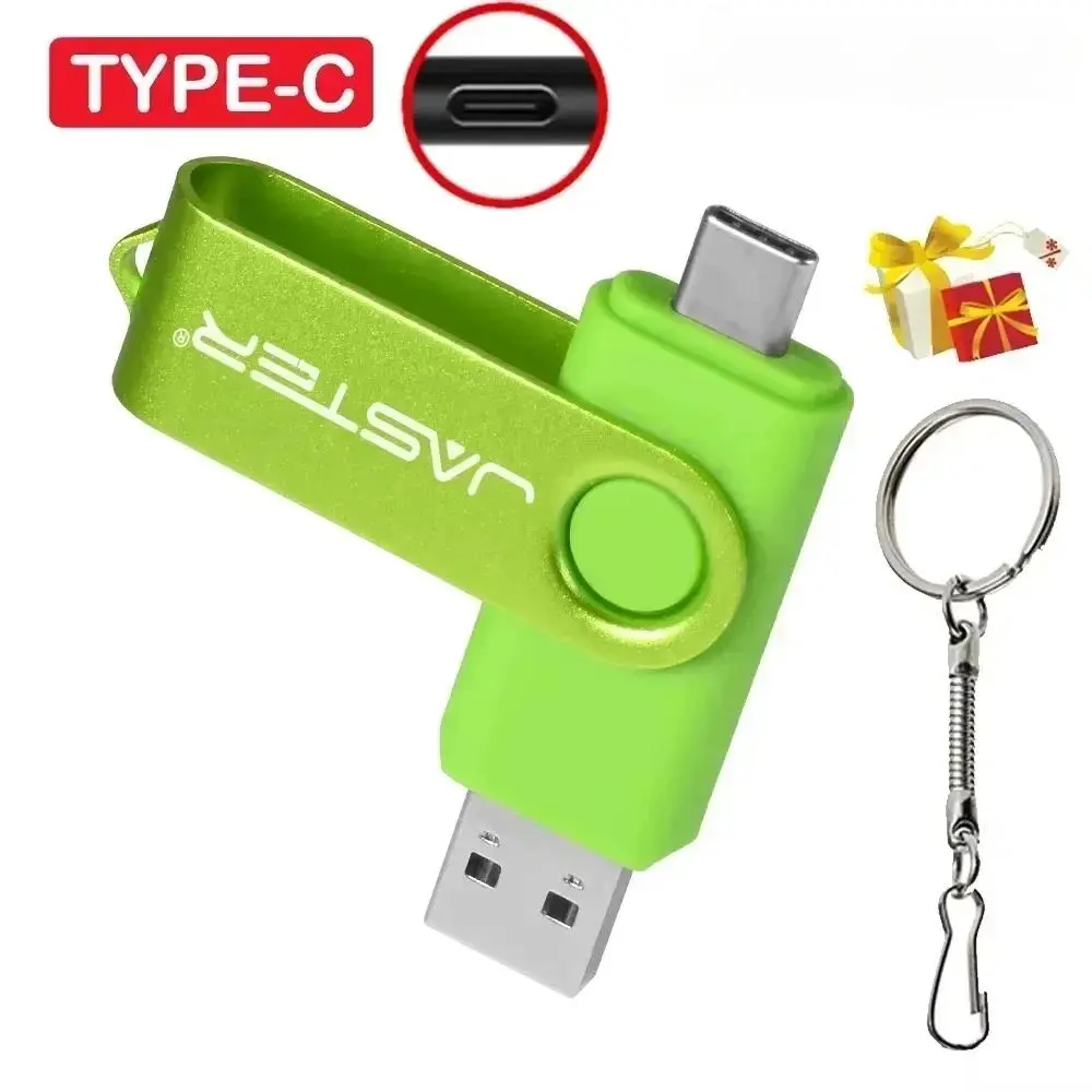 High Speed USB Type C USB Flash Drive 128GB Free Key Chain Pendrive 64GB Orange 2 in 1 USB Stick 32GB 16GB Business Mini