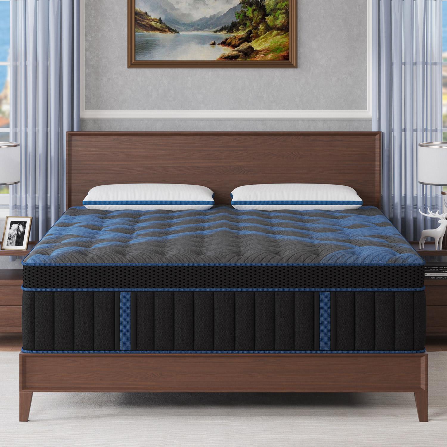 12"14" Twin Full Queen King Size Mattress in a Box Hybrid Pocket Spring Memory Foam, Medium Firm Ergonomic Mattress motion isolation with Lumbar Support